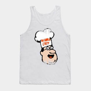 Distressed - Retro Burger Chef Mascot - Chef Tank Top